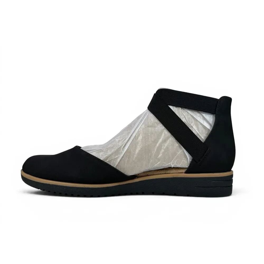 Soul Naturalizer Intro Flat Wedge Womens 8.5 W Black Comfort Slip On Ankle Strap